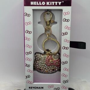 Hello Kitty Gold and Pink Sparkle Keychain